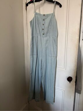 Old Navy Light Wash Denim Wide-Leg Jumpsuit